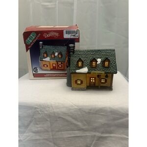 Lemax Dickensvale Log Cabin Porcelain Lighted‎ House 1993 With Cord 35089